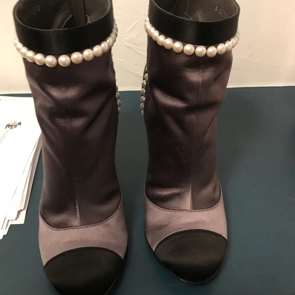 Chanel Pearl Booties